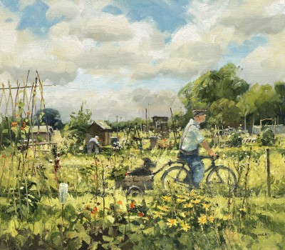 British Print Artist John Lines - Home With Rhubarb 